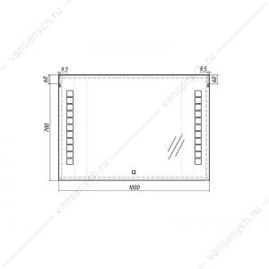 Зеркало Quadro 100 alum с подсветкой Sansa SQ1019Z