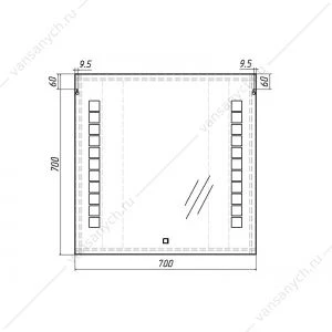 Зеркало Quadro 70 alum с подсветкой Sansa SQ1016Z