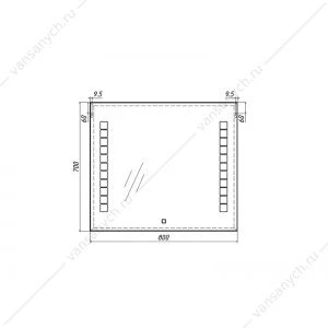 Зеркало Quadro 80 alum с подсветкой Sansa SQ1017Z