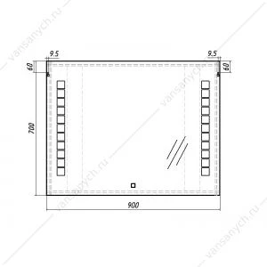 Зеркало Quadro 90 alum с подсветкой Sansa SQ1018Z