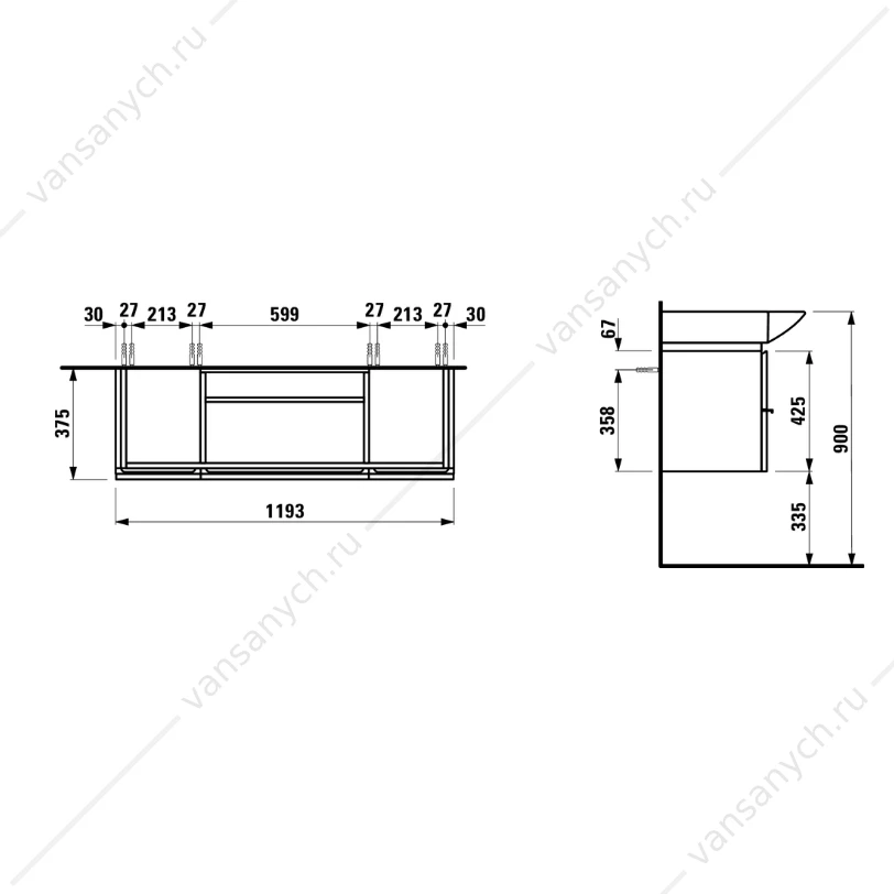 Тумба под раковину Laufen Case for palace 120см, белый глянц, 4.0130.2.075.475.1