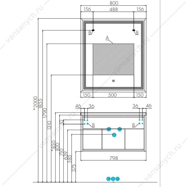 Зеркало АКВАТОН Уэльс 80 1A214002WA010