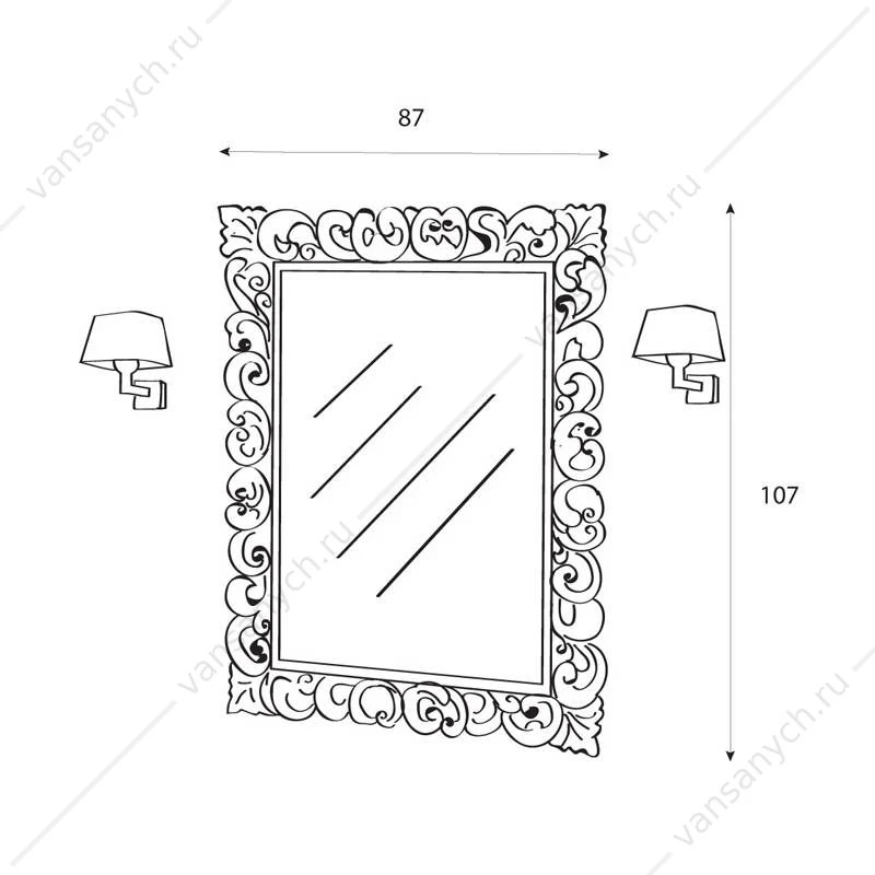 Зеркало 87x107 CEZARES LADY Foglia Oro (золото), 670/O