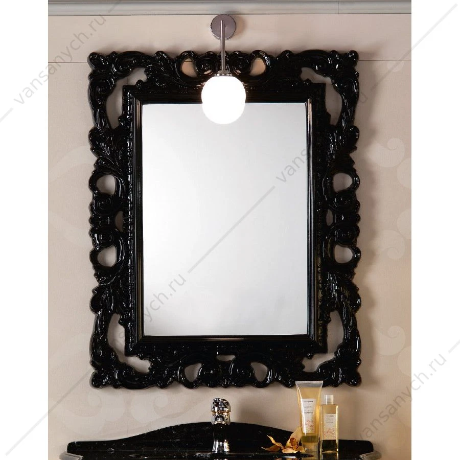 Зеркало 76х98 см CEZARES TULIP Nero (черное), BAROCCO.N