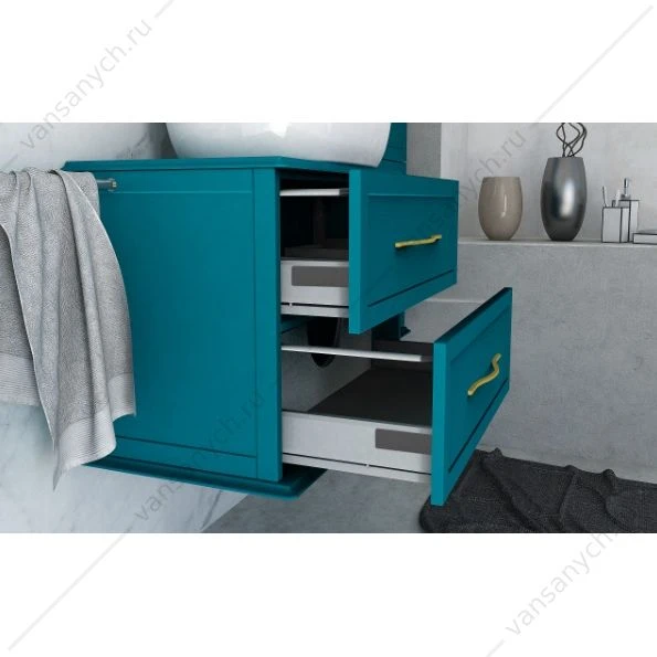 Тумба под раковину с двумя ящиками, 75см CEZARES TIFFANY Blu Petrolio, 54950