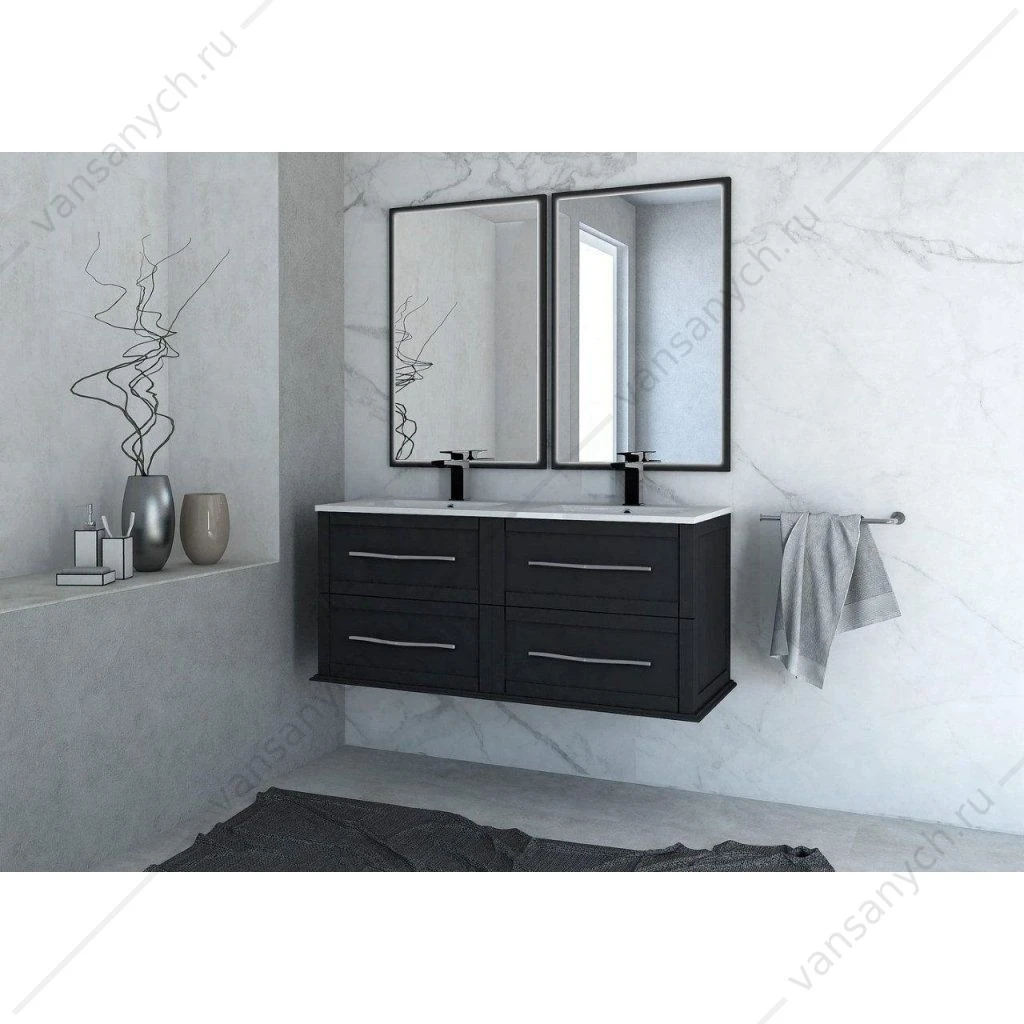 Тумба под раковину с 4 ящиками, 120см CEZARES TIFFANY черный графит, 54955