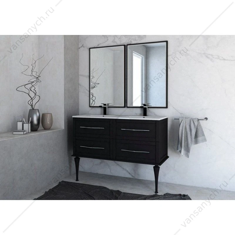Тумба под раковину с 4 ящиками, 120см CEZARES TIFFANY черный графит, 54955