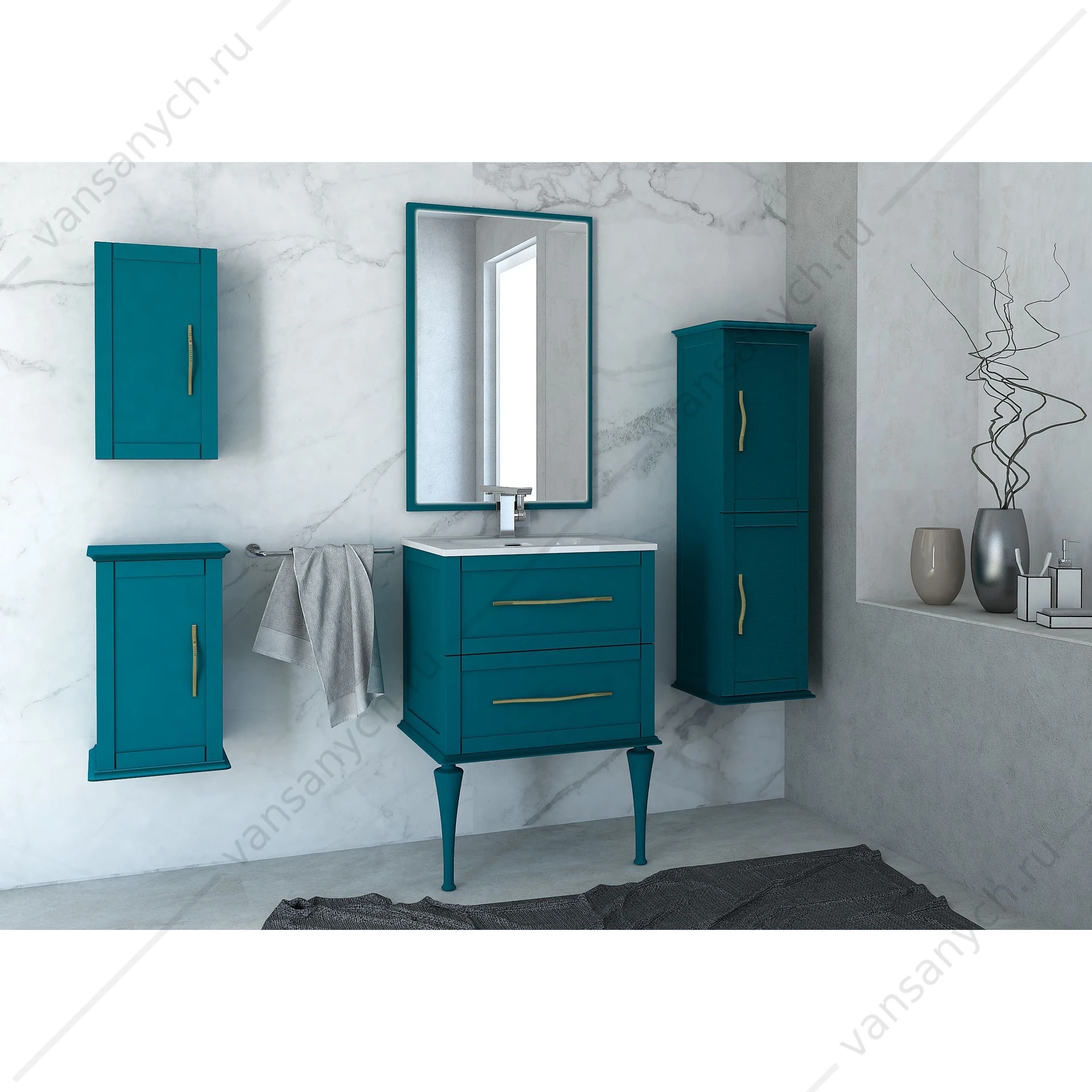 Тумба под раковину 60см CEZARES TIFFANY Blu Petrolio, 54947