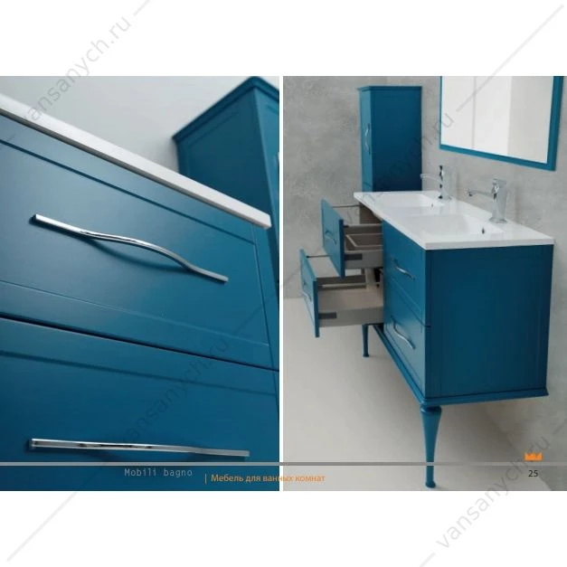 Тумба под раковину 60см CEZARES TIFFANY Blu Petrolio, 54947