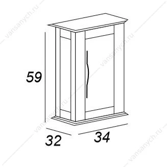 Шкафчик реверсивный, 34x32x59 CEZARES TIFFANY белый матовый , 54960
