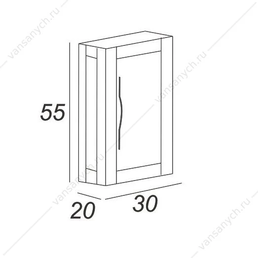 Шкафчик реверсивный,30x20x55 CEZARES TIFFANY черный графит, 54958