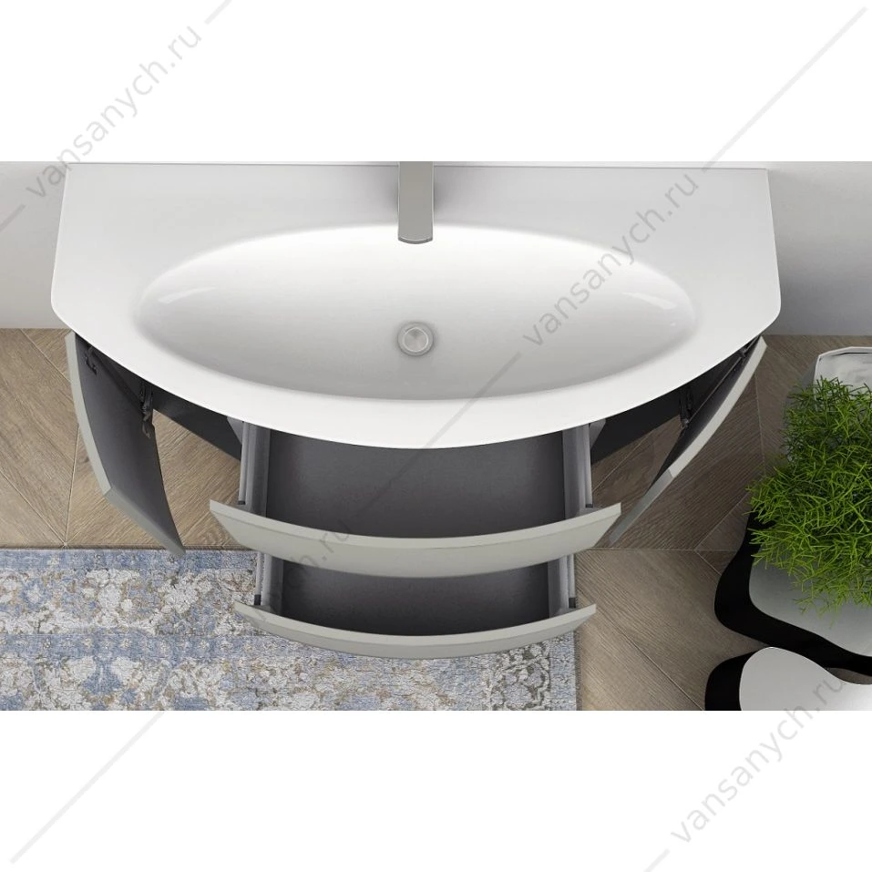 Тумба под раковину два ящика, две створки 121x51x55 CEZARES EDEN Grigio talpa opaco, 54407