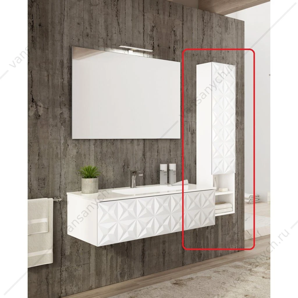 Колонна с одной дверцей и двумя открытыми полками, 30x22x140 CEZARES LECCE белый, LCCL140.601
