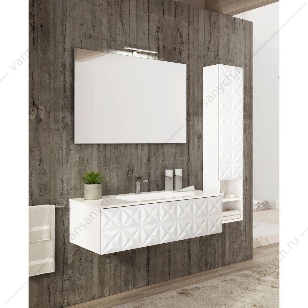 Колонна с одной дверцей и двумя открытыми полками, 30x22x140 CEZARES LECCE белый, LCCL140.601