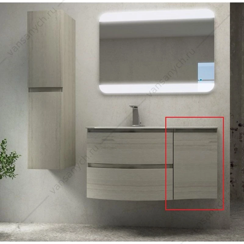 Шкафчик с одной створкой, правый, 34см, CEZARES VAGUE Rovere sbiancato, 54848