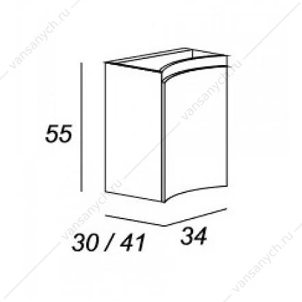Шкафчик с одной створкой, правый, 34см, CEZARES VAGUE Rovere sbiancato, 54848
