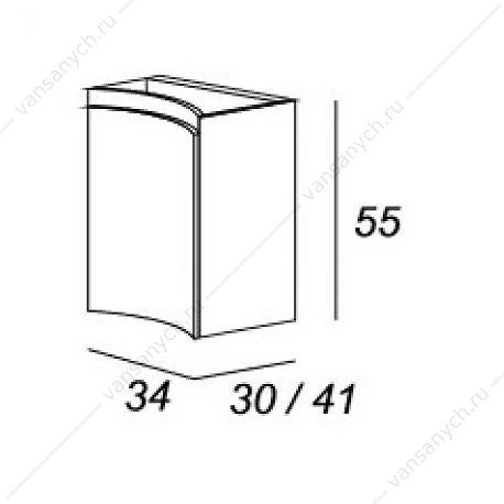 Шкафчик с одной створкой, левый, 34см, CEZARES VAGUE Rovere sbiancato, 54849