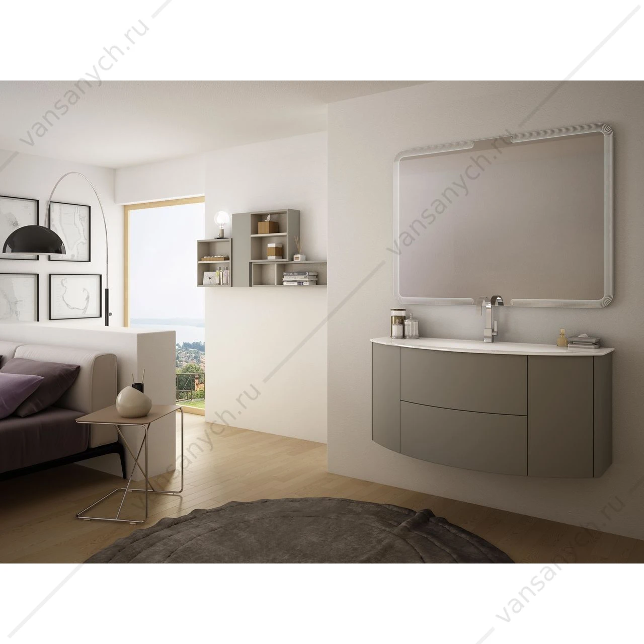 Тумба под раковину 91x51x55 CEZARES EDEN Grigio talpa opaco, 55069