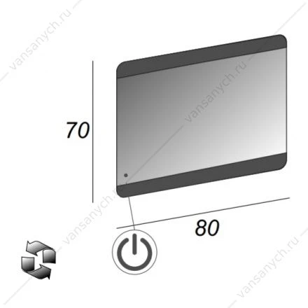 Зеркало со встроенной LED подсветкой touch system, 80x70 CEZARES EDEN, 45007