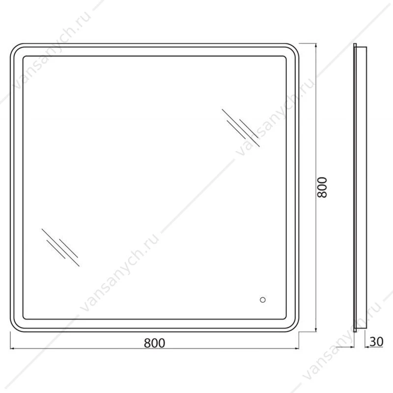 Зеркало BELBAGNO 80х80 с подсветкой и сенсор. выключателем, SPC-MAR-800-800-LED-TCH