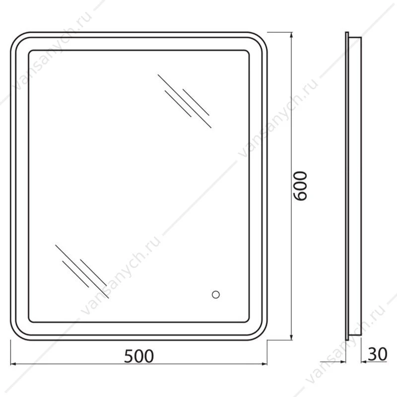 Зеркало BELBAGNO 50х60 с подсветкой и сенсор. выключателем, SPC-MAR-500-600-LED-TCH