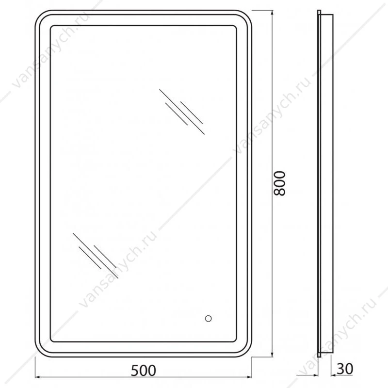 Зеркало BELBAGNO 50х80 с подсветкой и сенсор. выключателем, SPC-MAR-500-800-LED-TCH