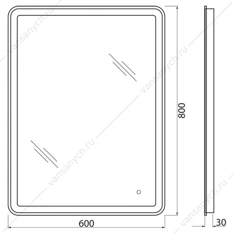 Зеркало BELBAGNO 60х80 с подсветкой и сенсор. выключателем, SPC-MAR-600-800-LED-TCH