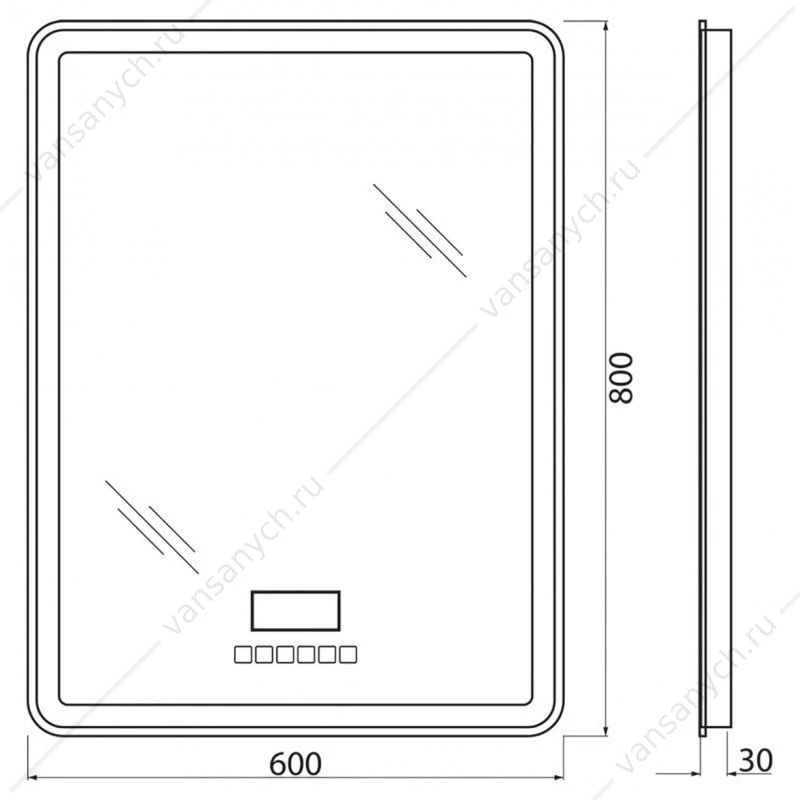 Зеркало BELBAGNO 60х80 с подсветкой, сенсор. выключ, bluetooth, термометр, радио D, SPC-MAR-600-800-LED-TCH-RAD