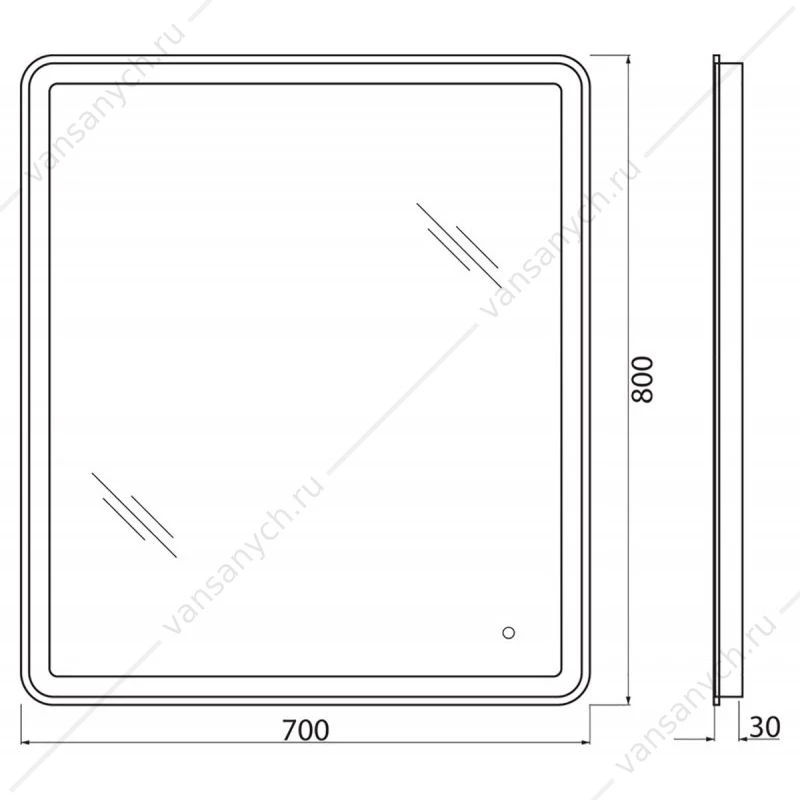 Зеркало BELBAGNO 70х80 с подсветкой и сенсор. выключателем, SPC-MAR-700-800-LED-TCH