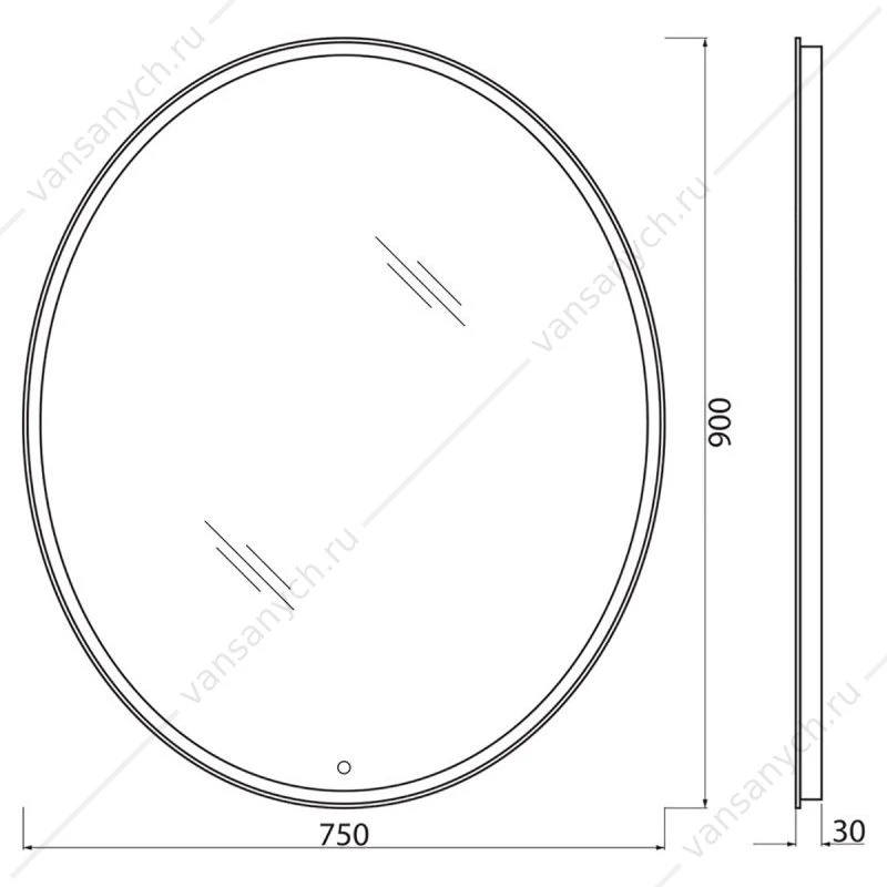 Зеркало BELBAGNO 75х90 с подсветкой и сенсор. выключателем , SPC-VST-750-900-LED-TCH