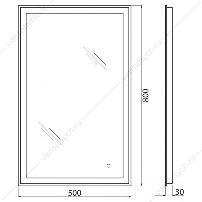 Зеркало BELBAGNO 50х80 с подсветкой и сенсор. выключателем , SPC-GRT-500-800-LED-TCH