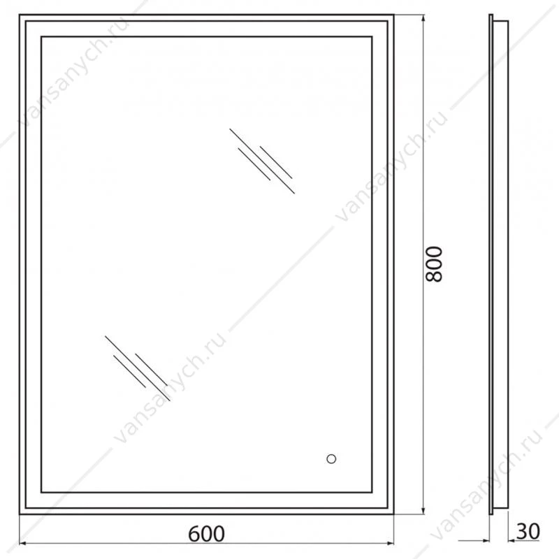Зеркало BELBAGNO 60х80 с подсветкой и сенсор. выключателем и подогревом, SPC-GRT-600-800-LED-TCH-WARM
