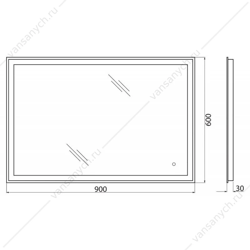 Зеркало BELBAGNO 90х60 с подсветкой и сенсор. выключателем и подогревом, SPC-GRT-900-600-LED-TCH-WARM