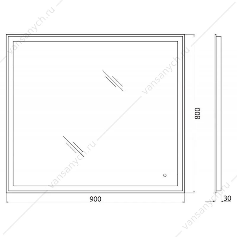Зеркало BELBAGNO 90х80 с подсветкой и сенсор. выключателем , SPC-GRT-900-800-LED-TCH