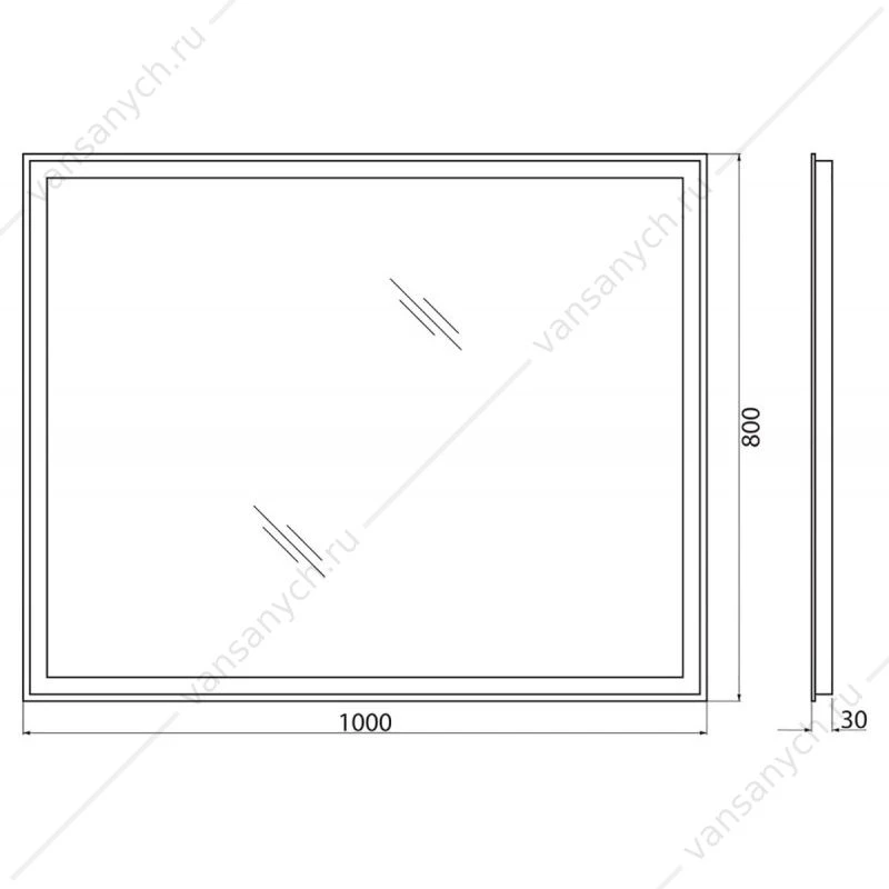 Зеркало BELBAGNO 100х80 с подсветкой и кноп. выключателем , SPC-GRT-1000-800-LED-BTN