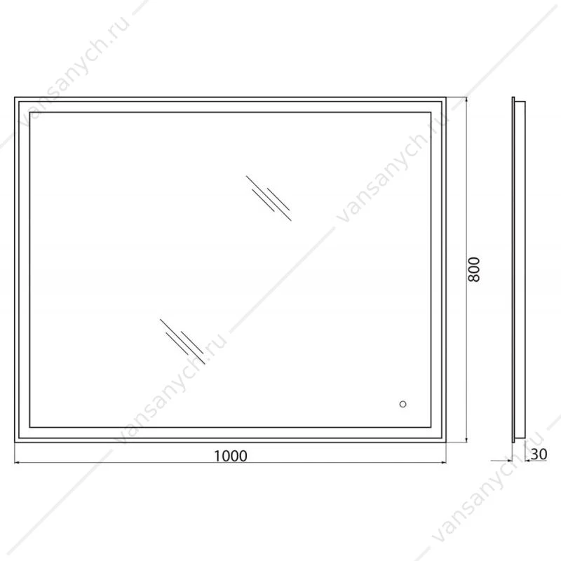 Зеркало BELBAGNO 100х80 с подсветкой и сенсор. выключателем , SPC-GRT-1000-800-LED-TCH