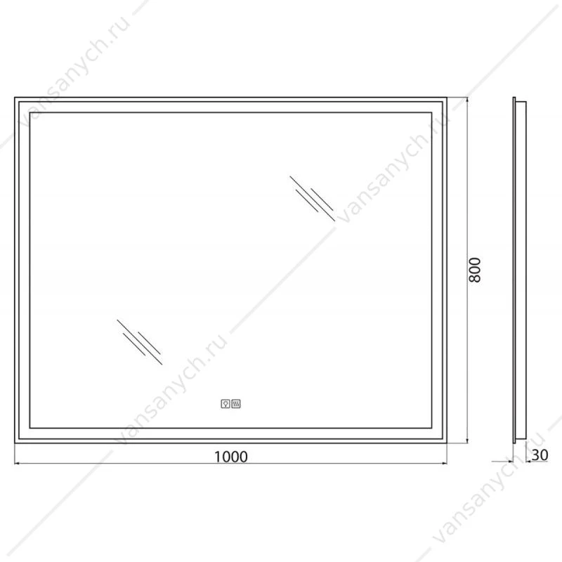 Зеркало BELBAGNO 100х80 с подсветкой и сенсор. выключ. и подогревом , SPC-GRT-1000-800-LED-TCH-WARM