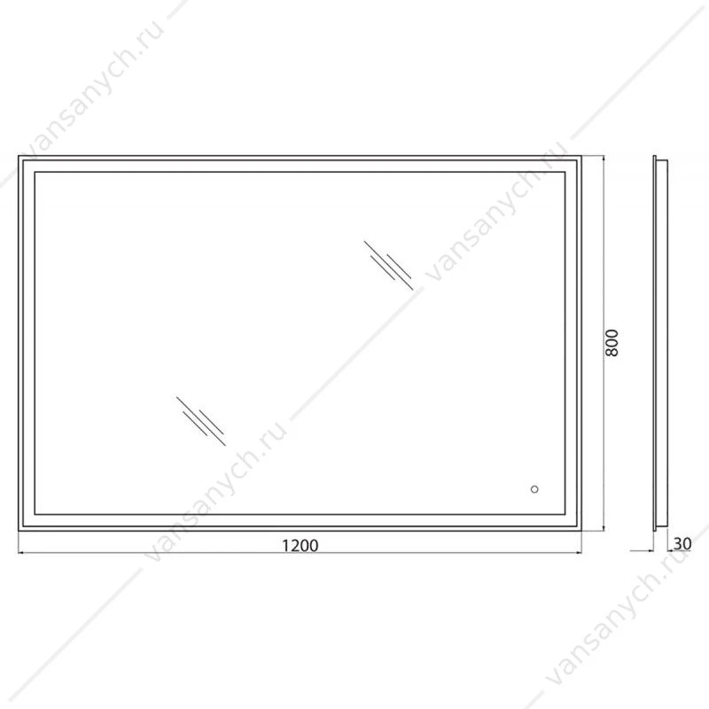 Зеркало BELBAGNO 120х80 с подсветкой и сенсор. выключателем , SPC-GRT-1200-800-LED-TCH