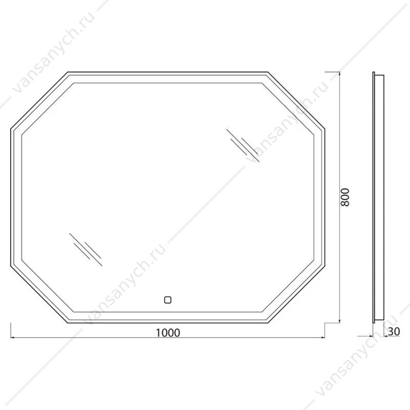 Зеркало BELBAGNO 100х80 с подсветкой и сенсор. выключателем, SPC-OTT-1000-800-LED-TCH