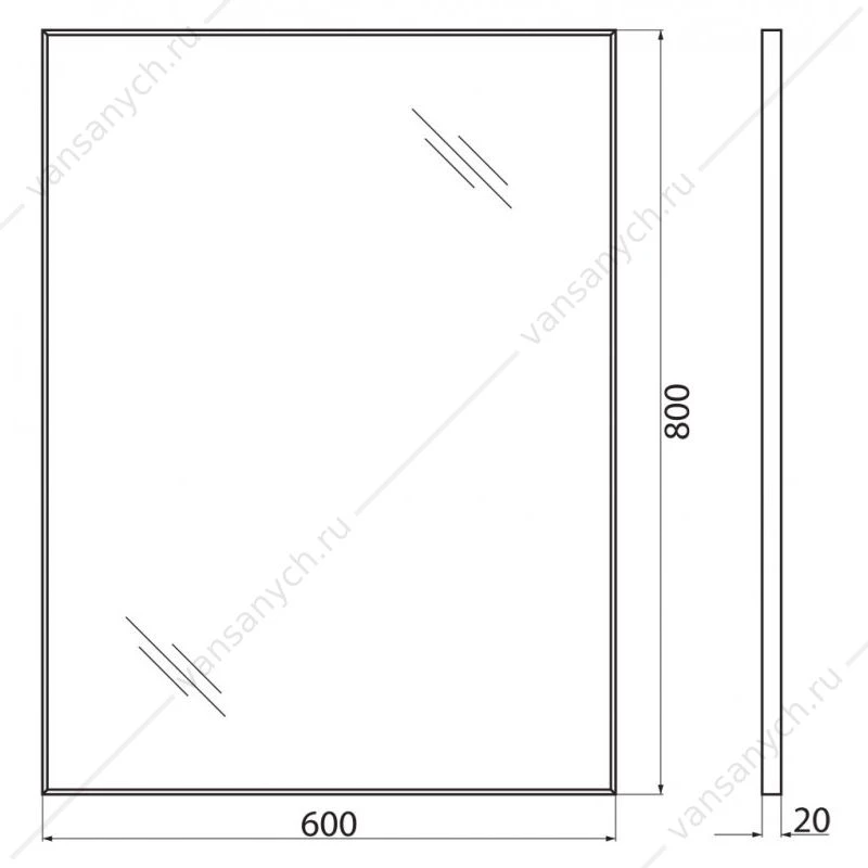 Зеркало BELBAGNO 60х80 в алюминиевой раме SPC-AL-600-800 Nero, SPC-AL-600-800 Nero