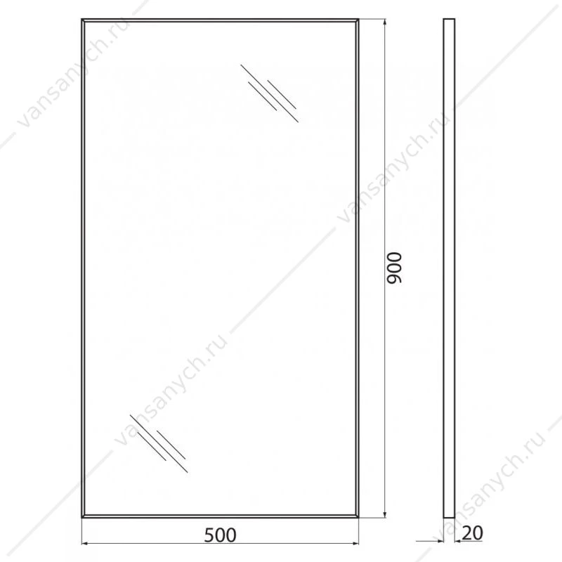 Зеркало BELBAGNO 50х90 в алюминиевой раме SPC-AL-500-900 Алюминий, SPC-AL-500-900