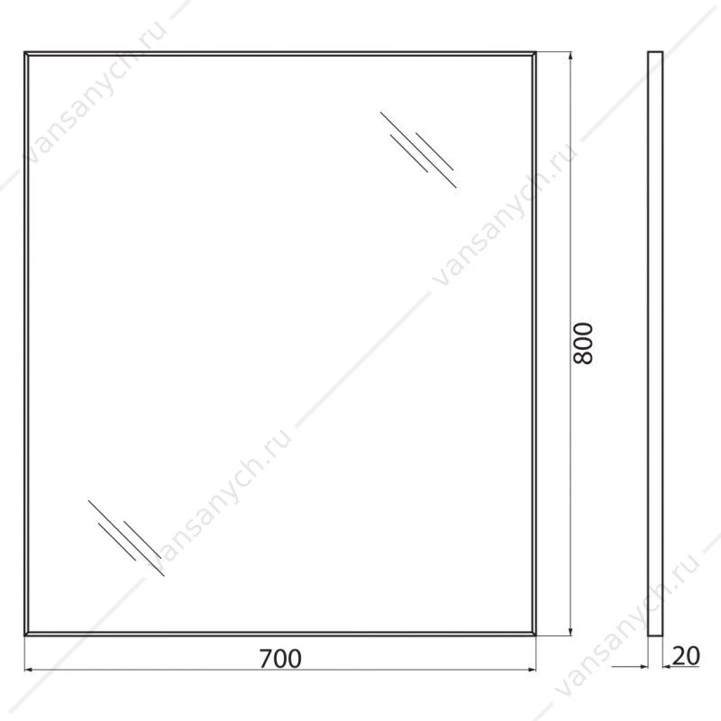 Зеркало BELBAGNO 70х80 в алюминиевой раме SPC-AL-700-800 Алюминий, SPC-AL-700-800