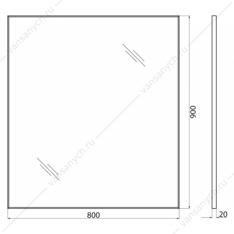 Зеркало BELBAGNO 80х90 в алюминиевой раме SPC-AL-800-900 Алюминий, SPC-AL-800-900