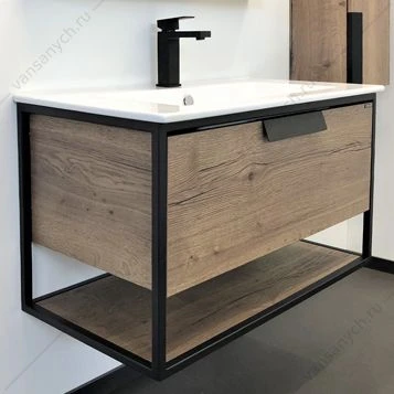 Тумба с раковиной COMFORTY Бонн-90 дуб темный раковина Quadro 90