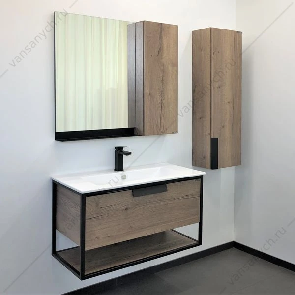 Тумба с раковиной COMFORTY Бонн-90 дуб темный раковина Quadro 90