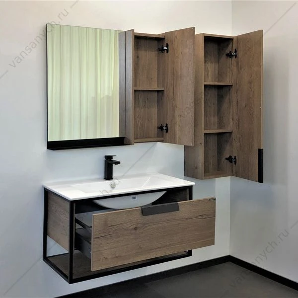 Тумба с раковиной COMFORTY Бонн-90 дуб темный раковина Quadro 90