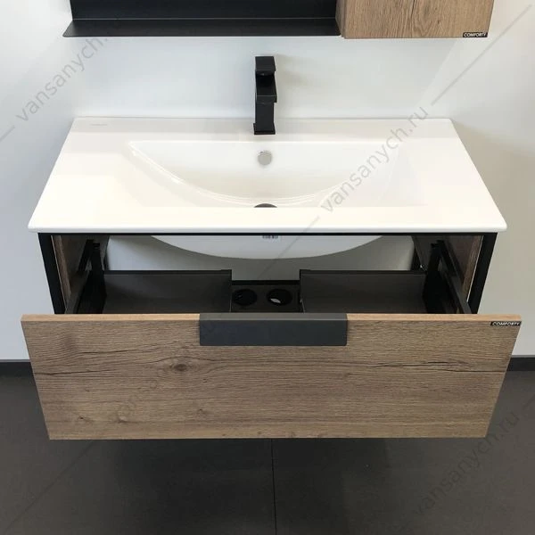 Тумба с раковиной COMFORTY Бонн-90 дуб темный раковина Quadro 90