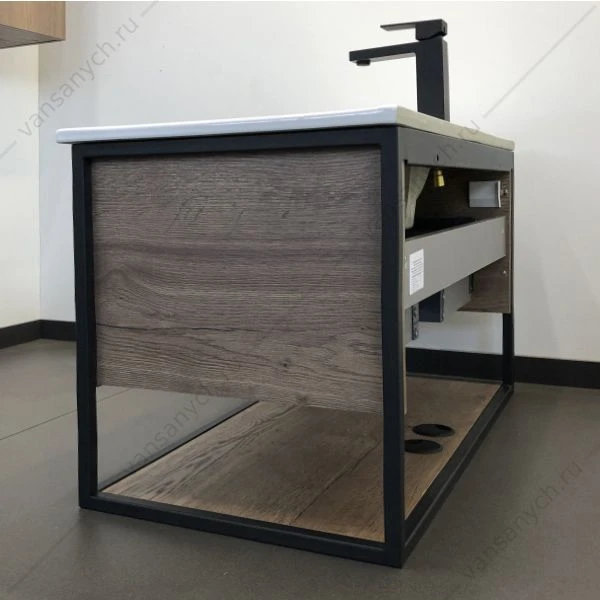 Тумба с раковиной COMFORTY Бонн-90 дуб темный раковина Quadro 90