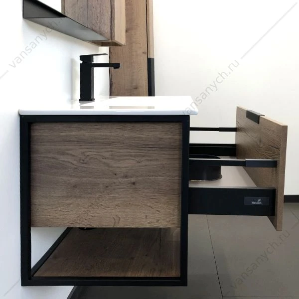 Тумба с раковиной COMFORTY Бонн-90 дуб темный раковина Quadro 90