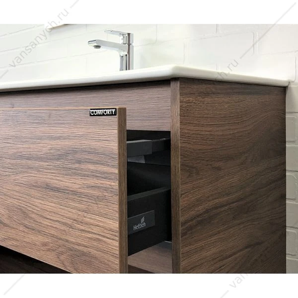 Тумба с раковиной COMFORTY Бордо-90 дуб темно-коричневый раковина Quadro 90